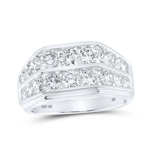 10K White Or Yellow Gold Mens Round Diamond Band Ring , Mens Size: 7-13