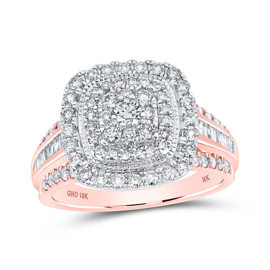 10K Yellow Or White Or Rose Gold Womens Round Diamond Square Ring , Womens Size: 5-10
