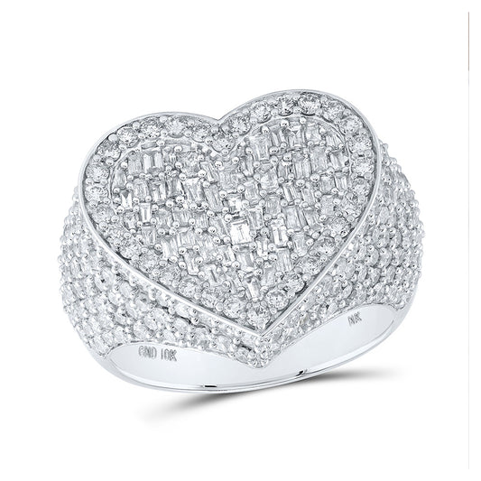 10K White Or Yellow Gold Womens Round Diamond Heart Ring, Womens Size: 5-10