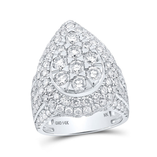 14K Yellow Or White Gold  Womens Round Diamond Teardrop Fashion Ring 4 Cttw, Womens Size: 5-10