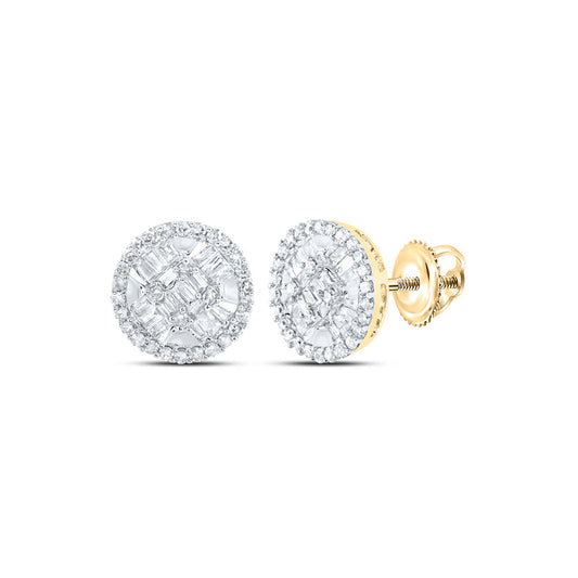 10K Yellow Gold Baguette Diamond Circle Earrings 5/8 Cttw