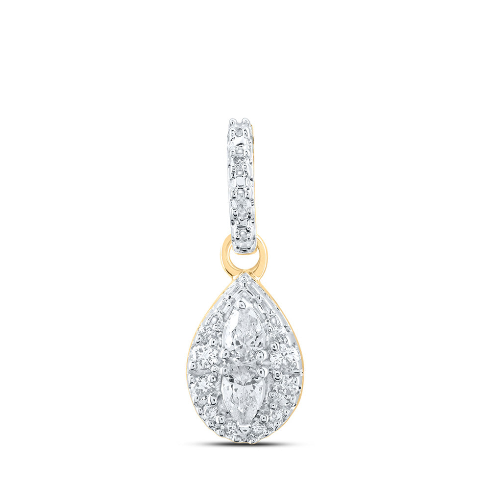 10K Yellow Gold Womens Pear Diamond Fashion Pendant 1/6 Cttw