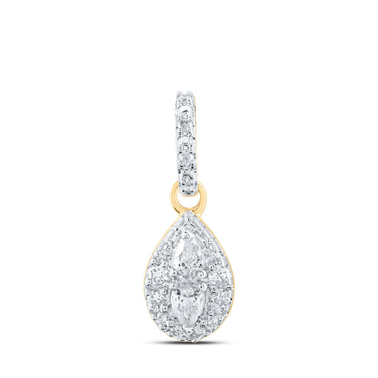10K Yellow Gold Womens Pear Diamond Fashion Pendant 1/6 Cttw