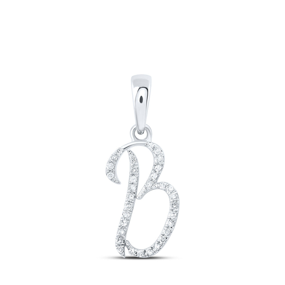10K Rose Or Yellow Or White Gold Womens Round Diamond Initial Letter Pendant