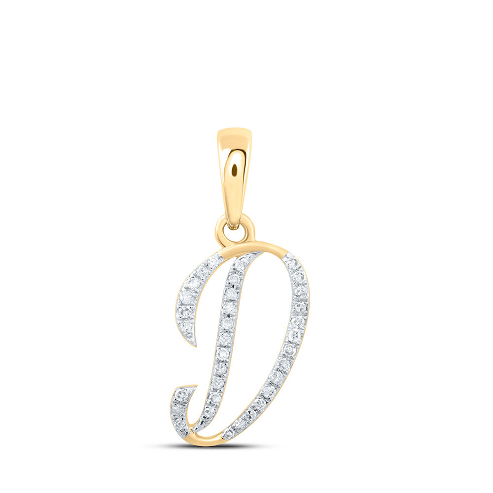 10K Rose Or Yellow Or White Gold Womens Round Diamond Initial Letter Pendant