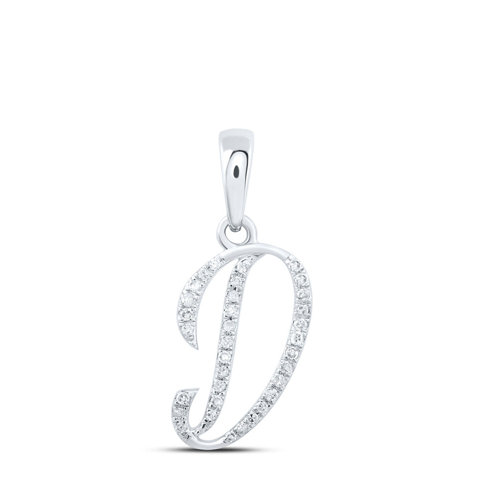 10K Rose Or Yellow Or White Gold Womens Round Diamond Initial Letter Pendant