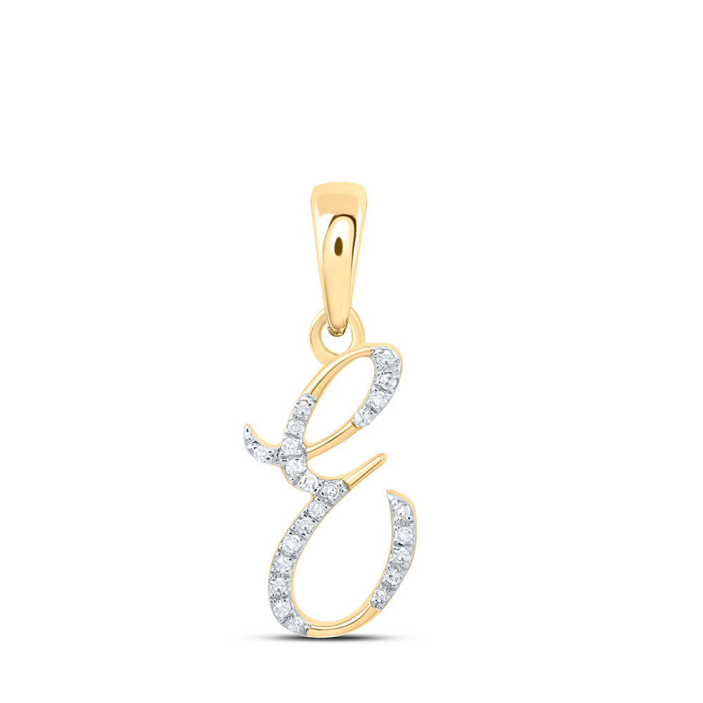10K Rose Or Yellow Or White Gold Womens Round Diamond Initial Letter Pendant