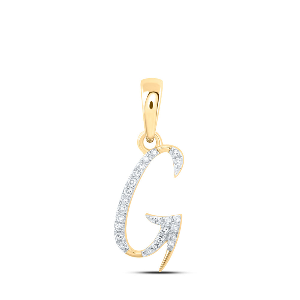 10K Rose Or Yellow Or White Gold Womens Round Diamond Initial Letter Pendant