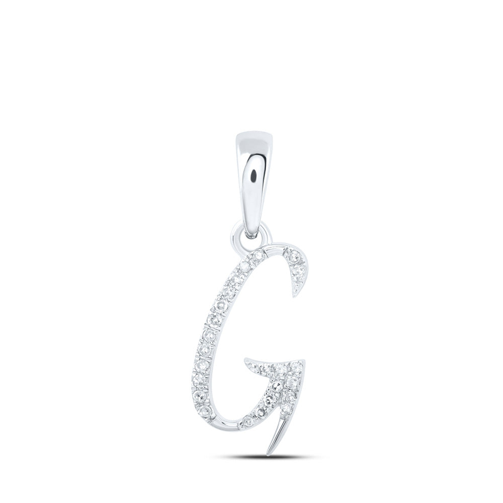 10K Rose Or Yellow Or White Gold Womens Round Diamond Initial Letter Pendant