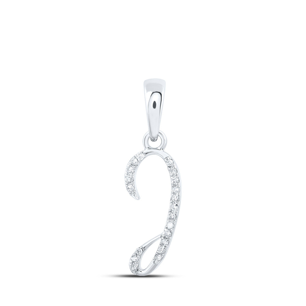 10K Rose Or Yellow Or White Gold Womens Round Diamond Initial Letter Pendant