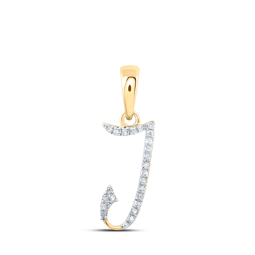 10K Rose Or Yellow Or White Gold Womens Round Diamond Initial Letter Pendant