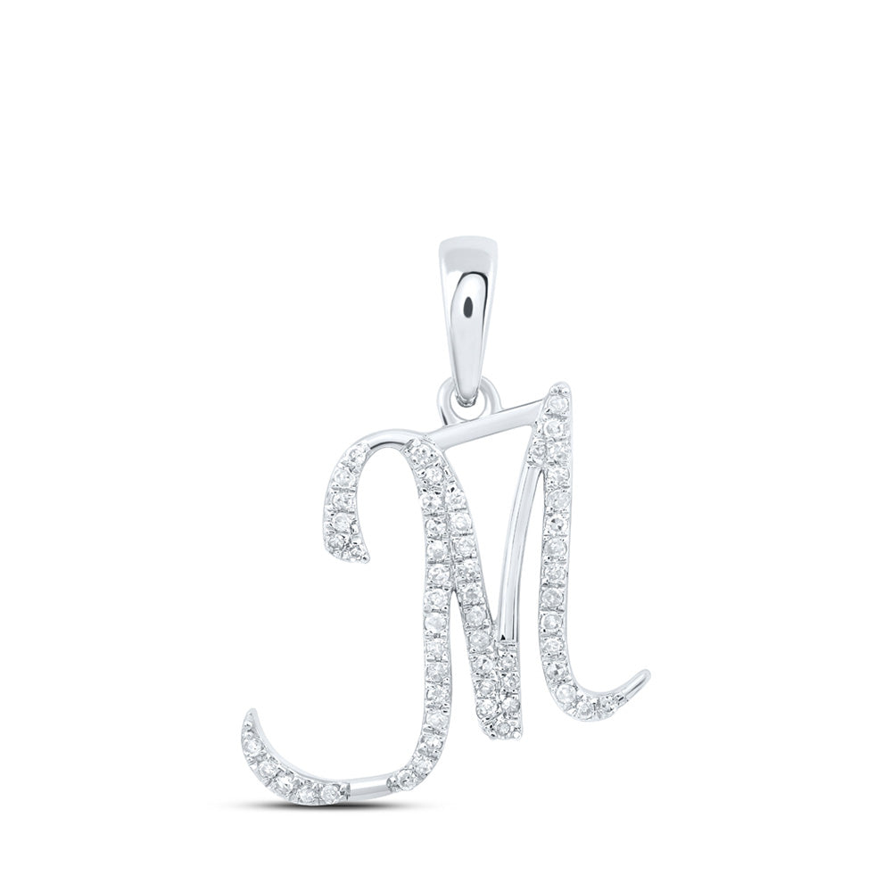 10K Rose Or Yellow Or White Gold Womens Round Diamond Initial Letter Pendant