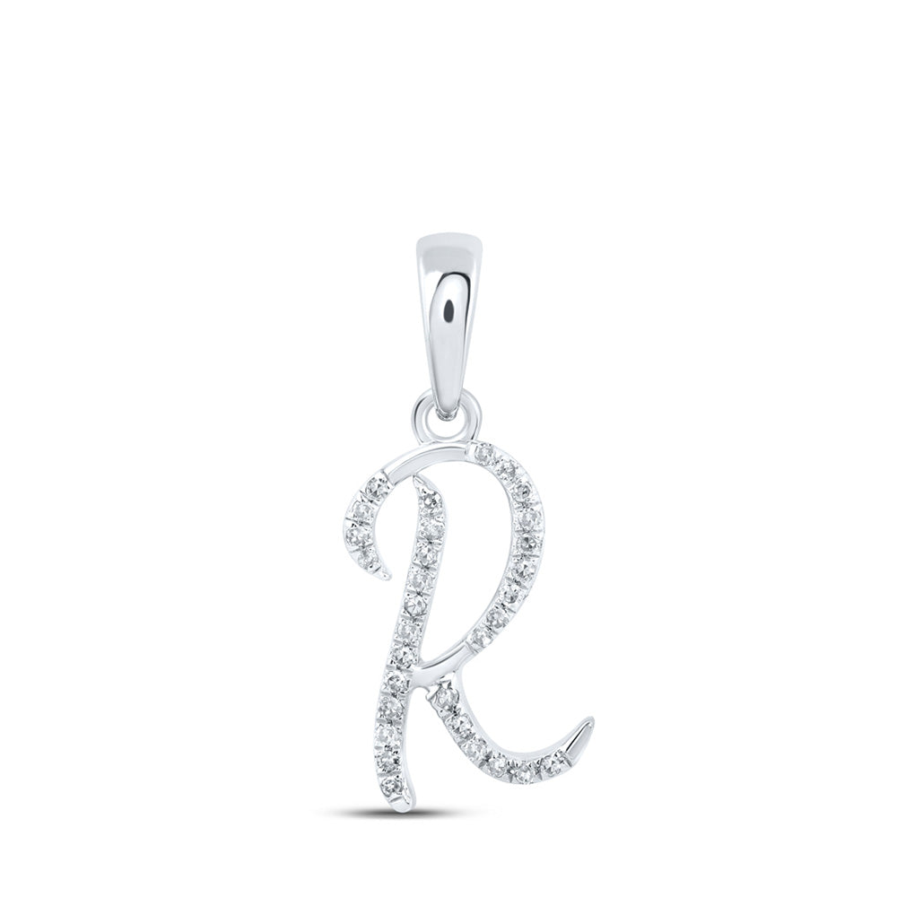 10K Rose Or Yellow Or White Gold Womens Round Diamond Initial Letter Pendant