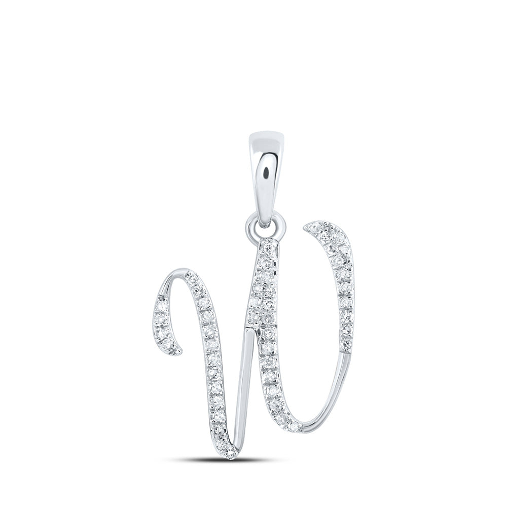 10K Rose Or Yellow Or White Gold Womens Round Diamond Initial Letter Pendant