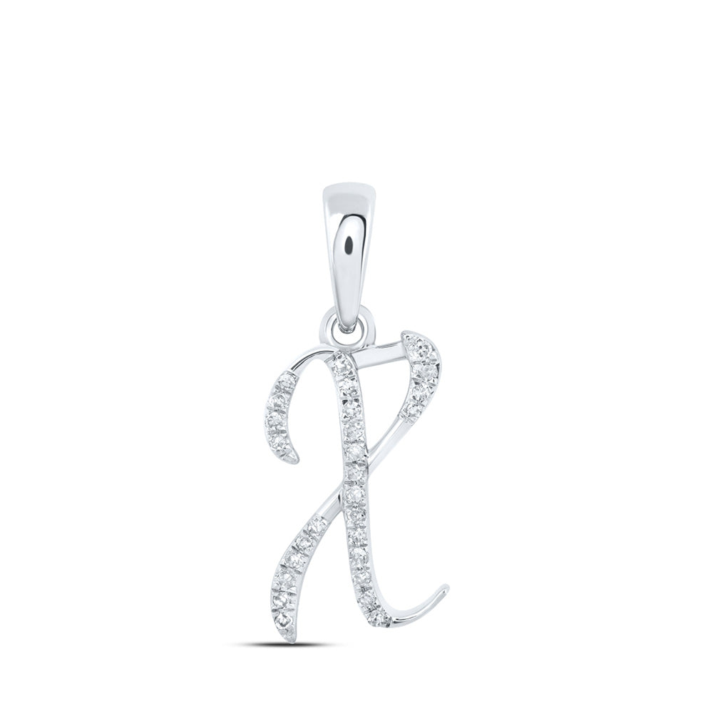 10K Rose Or Yellow Or White Gold Womens Round Diamond Initial Letter Pendant