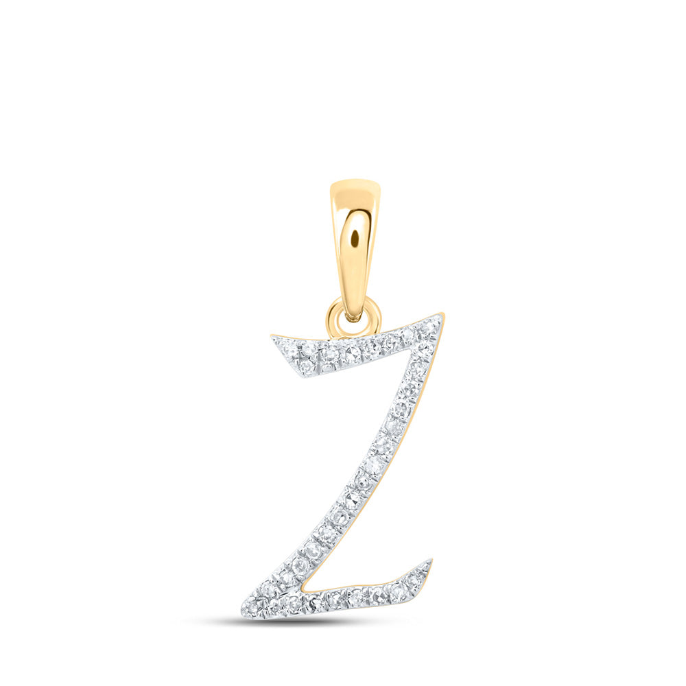 10K Rose Or Yellow Or White Gold Womens Round Diamond Initial Letter Pendant