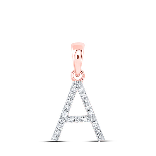 10K Yellow Or White Or Rose Gold Womens Round Diamond A Initial Letter Pendant