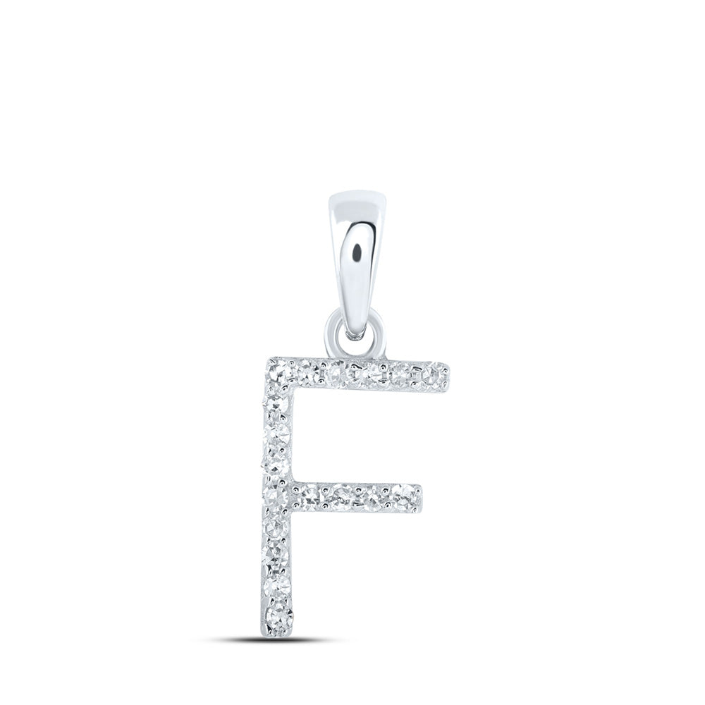 10K Yellow Or White Or Rose Gold Womens Round Diamond A Initial Letter Pendant