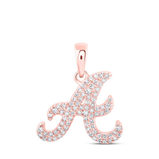 10K Yellow Or White Or Rose Gold Womens Round Diamond A Initial Letter Pendant