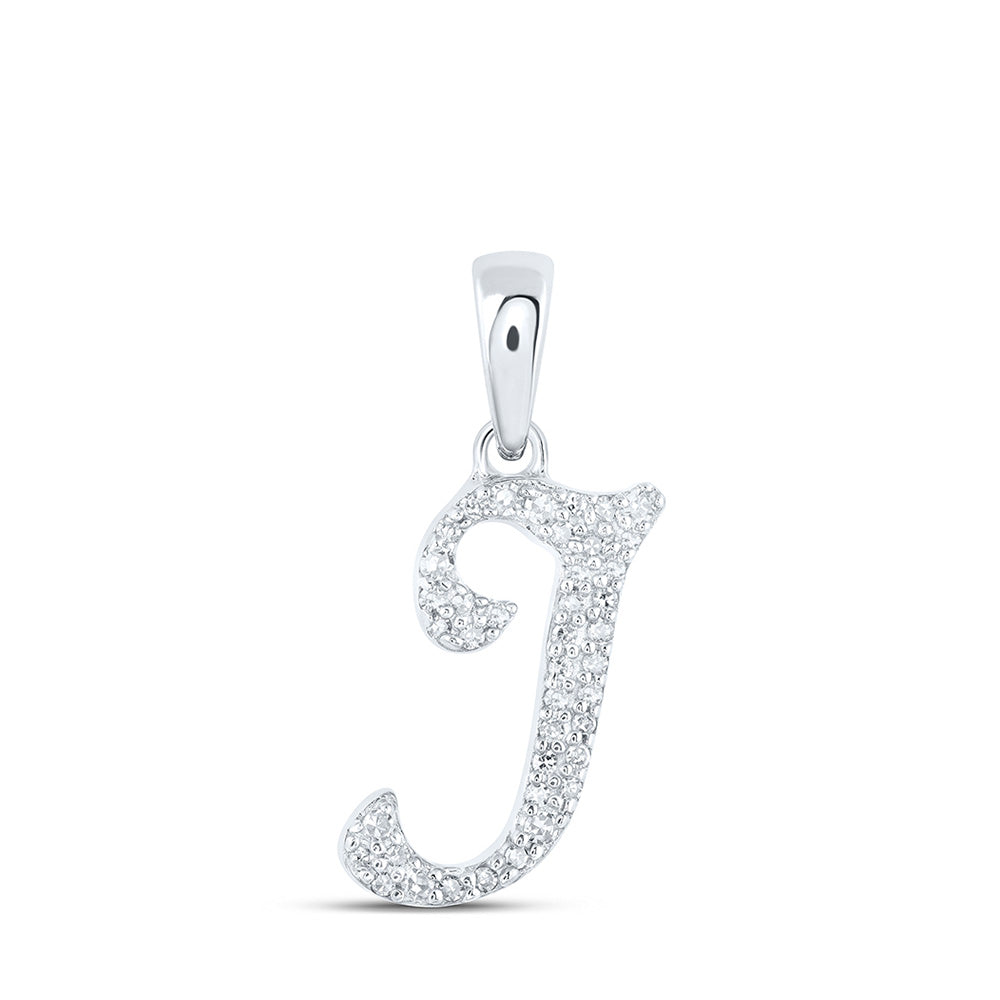 10K Yellow Or White Or Rose Gold Womens Round Diamond A Initial Letter Pendant