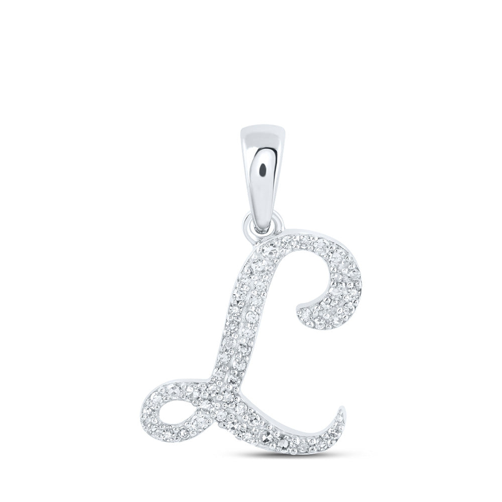 10K Yellow Or White Or Rose Gold Womens Round Diamond A Initial Letter Pendant