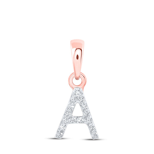 10K Yellow Or White Or Rose Gold Womens Round Diamond A Initial Letter Pendant