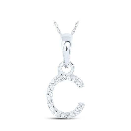 10K Yellow Or White Or Rose Gold Womens Round Diamond C Initial Letter Pendant