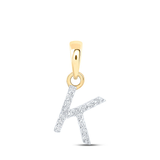 10K Yellow Gold Womens Round Diamond Initial Letter Pendant