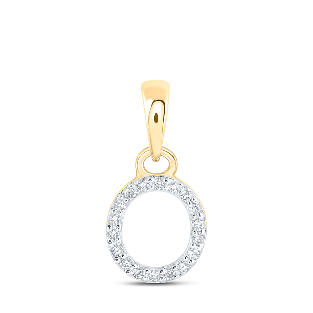 10K Yellow Gold Womens Round Diamond Initial Letter Pendant