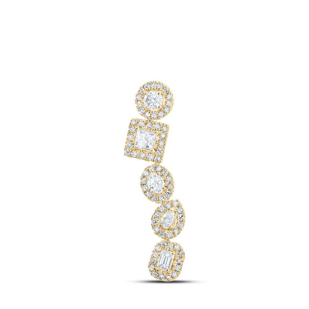 10K White Or Yellow Gold Womens Multi-shape Diamond Journey Pendant