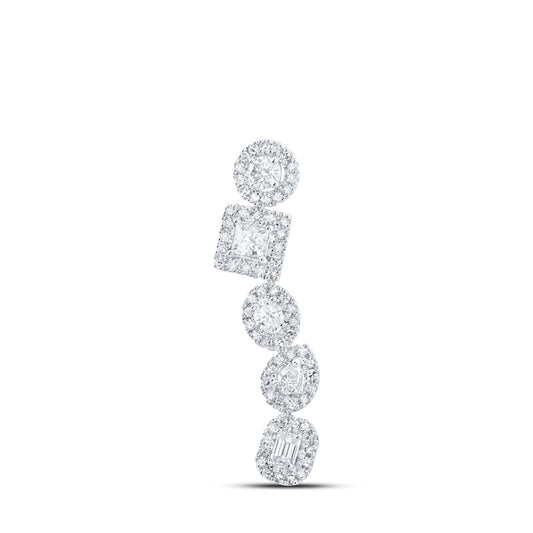 10K White Or Yellow Gold Womens Multi-shape Diamond Journey Pendant