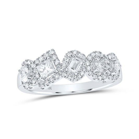 10K White Or Yellow Gold Womens Round Princess Pear Oval Diamond Band Ring , Womens Size: 5-10