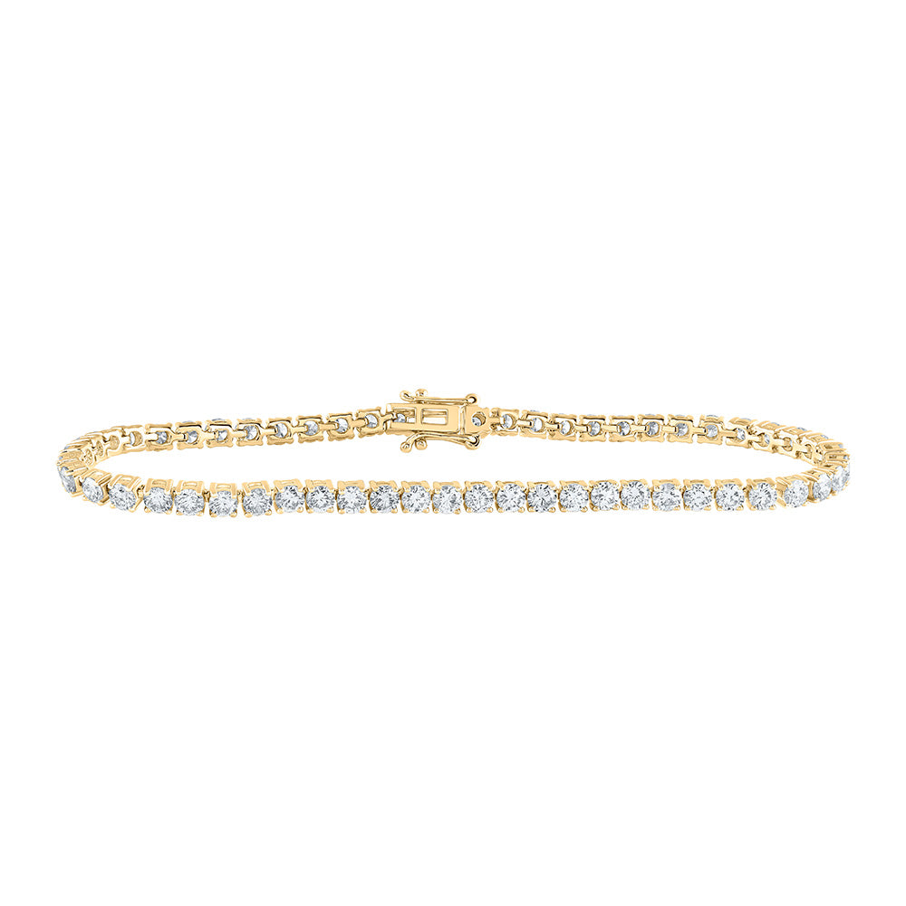 14K White Or Yellow Gold Womens Round Diamond Fashion Bracelet