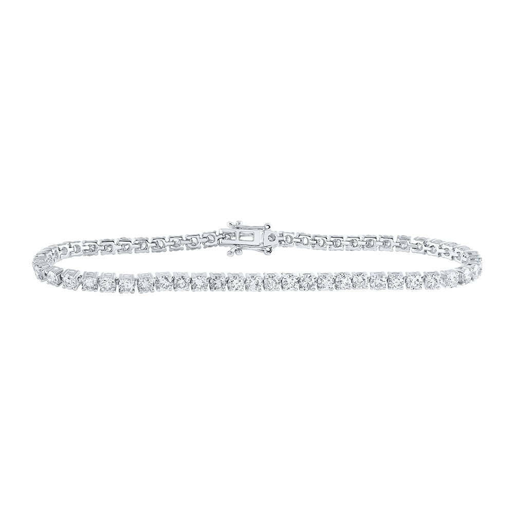 14K White Or Yellow Gold Womens Round Diamond Fashion Bracelet