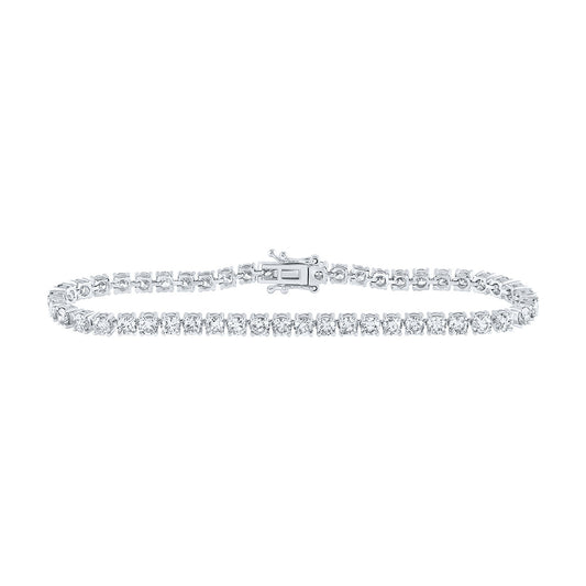 14K White Or Yellow Gold Womens Round Diamond Fashion Bracelet