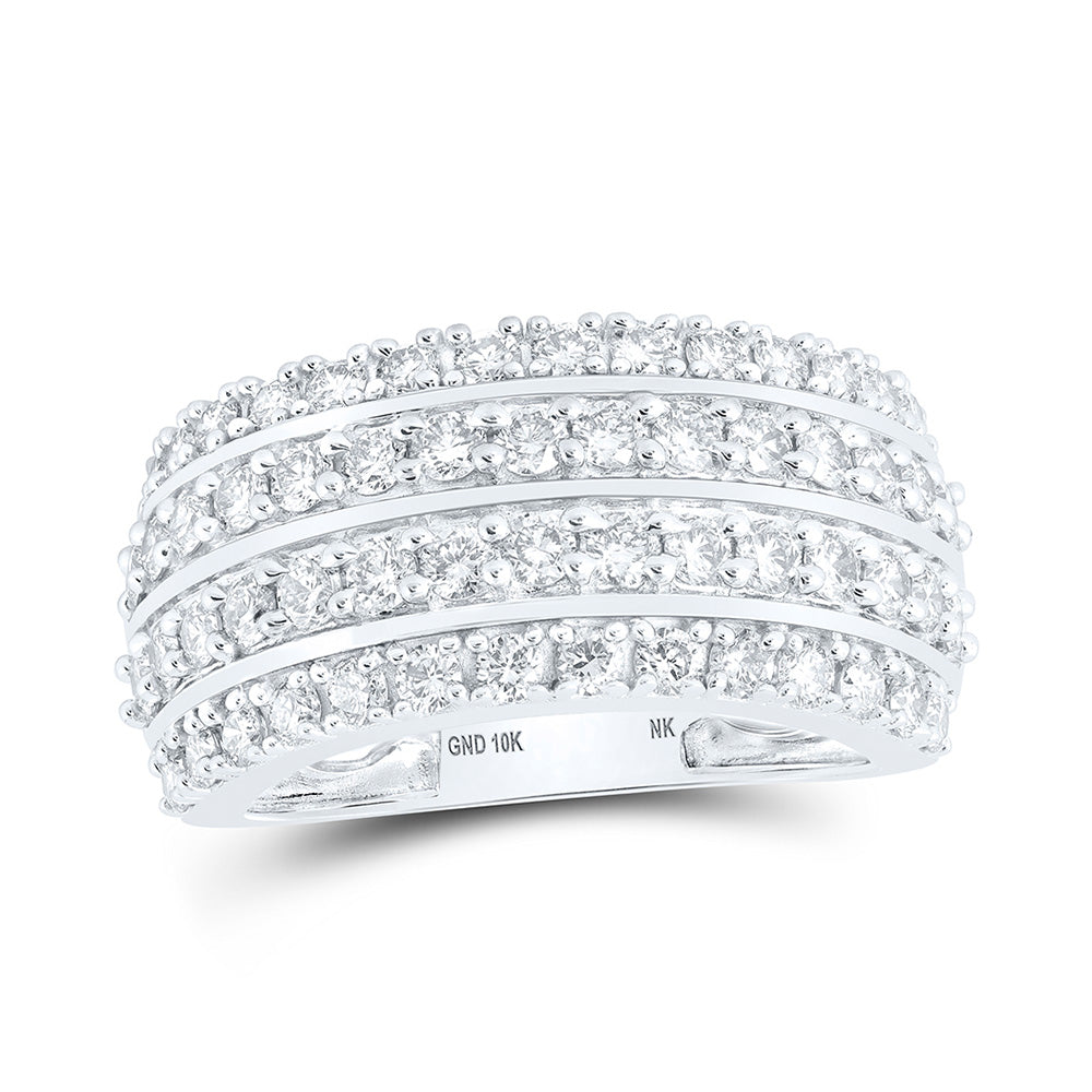 10K Yellow Or White Gold  Womens Round Diamond 4-Row Fashion Ring 1-5/8 Cttw, Womens Size: 5-10