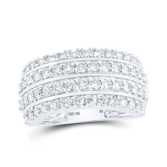 10K Yellow Or White Gold  Womens Round Diamond 4-Row Fashion Ring 1-5/8 Cttw, Womens Size: 5-10