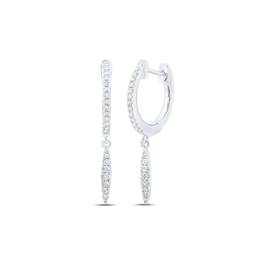 10K White Or Yellow Gold Womens Round Diamond Drop Dangle Earrings