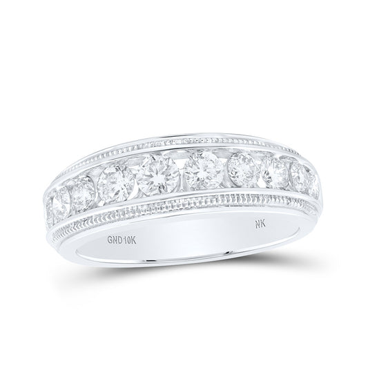 10K Yellow Or White Or Rose Gold Mens Round Diamond Band Ring, Mens Size: 7-13