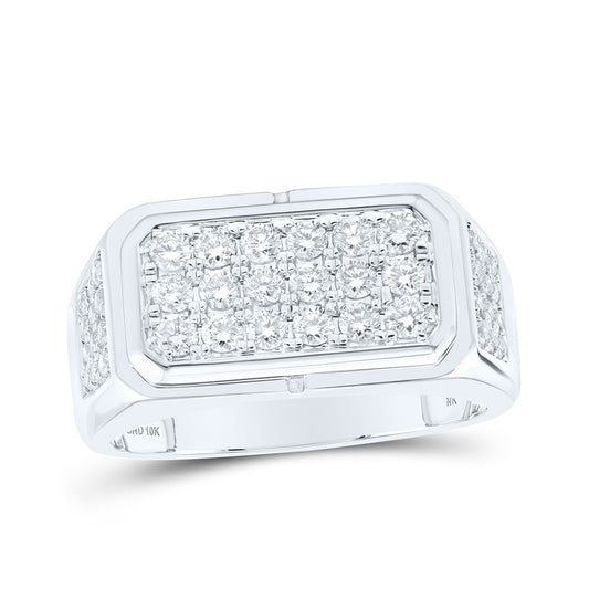 10K White Gold Mens Round Diamond Band Ring 1 Cttw, Mens Size: 7-13