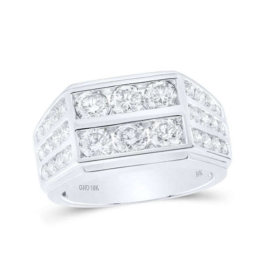10K White Or Yellow Gold Mens Round Diamond Band Ring, Mens Size: 7-13