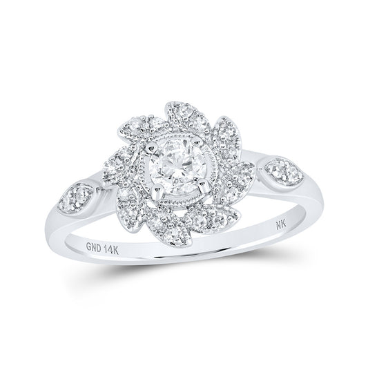 14K White Or Yellow Gold Womens Round Diamond Cluster Ring , Womens Size: 5-10