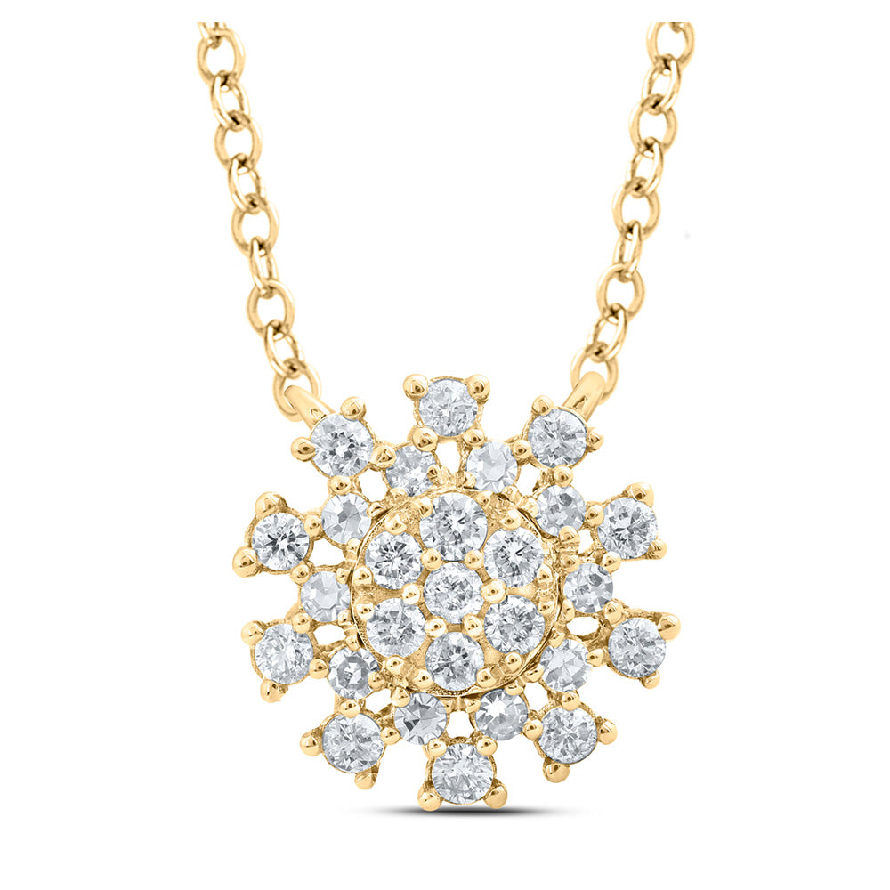 14K Yellow Or White Or Rose Gold Womens Round Diamond 18-inch Cluster Necklace