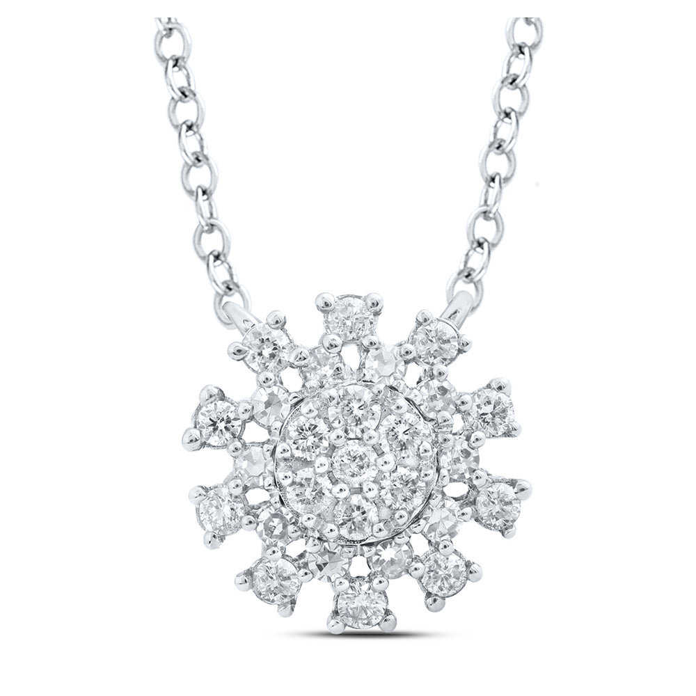 14K Yellow Or White Or Rose Gold Womens Round Diamond 18-inch Cluster Necklace