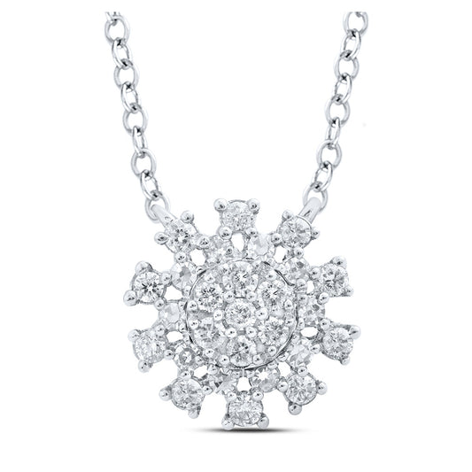 14K Yellow Or White Or Rose Gold Womens Round Diamond 18-inch Cluster Necklace