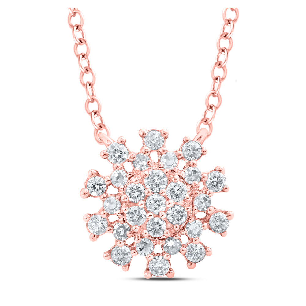 14K Yellow Or White Or Rose Gold Womens Round Diamond 18-inch Cluster Necklace