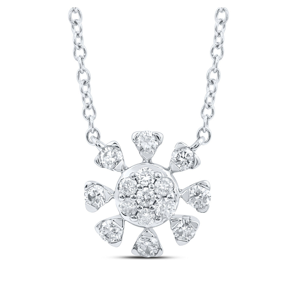 14K Yellow Or White Or Rose Gold Womens Round Diamond 18-inch Cluster Necklace