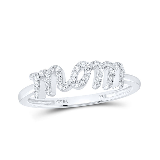 10K Yellow Or White Or Rose Gold Womens Round Diamond Mom Ring , Womens Size: 5-10