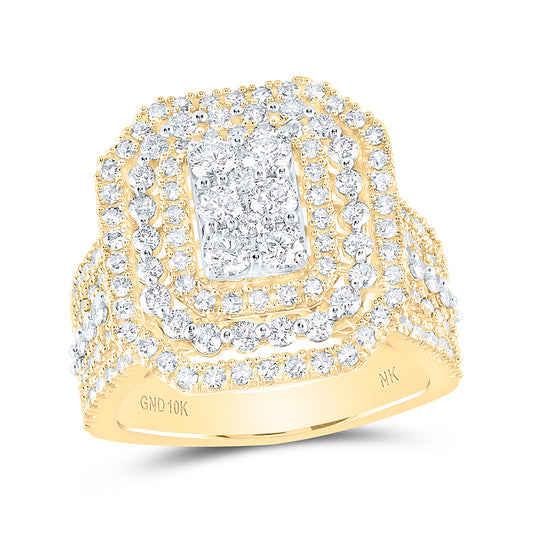10K Yellow Gold Round Diamond Octagon Bridal Wedding Engagement Ring 2 Cttw, Womens Size: 5-10