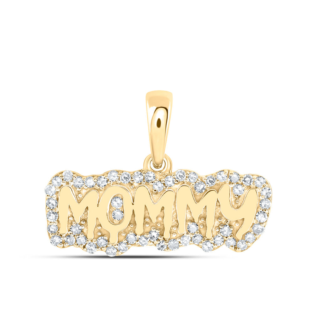 10K Yellow Or White Or Rose Gold Womens Round Diamond MOMMY Mom Pendant